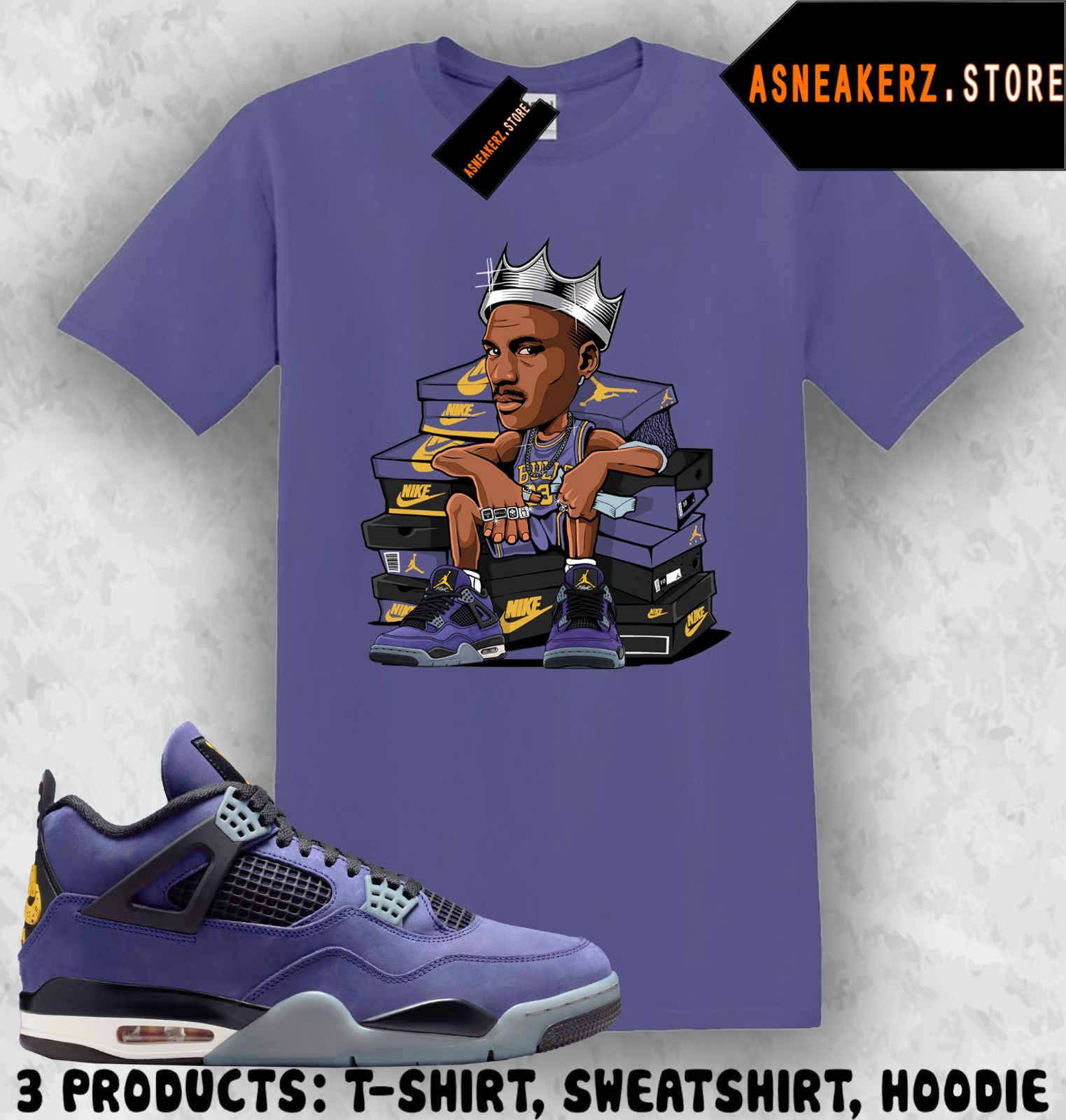 Tee Shirt Matching AJ 4 Lakers Lakeshow 2026 Match Sneaker MJ Sneakerhead King