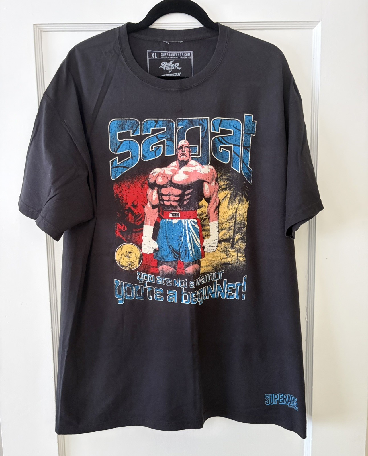 Street Fighter x Superare XL Shirt Sagat&rsquo;s Academy Collab Black Video Game Rare