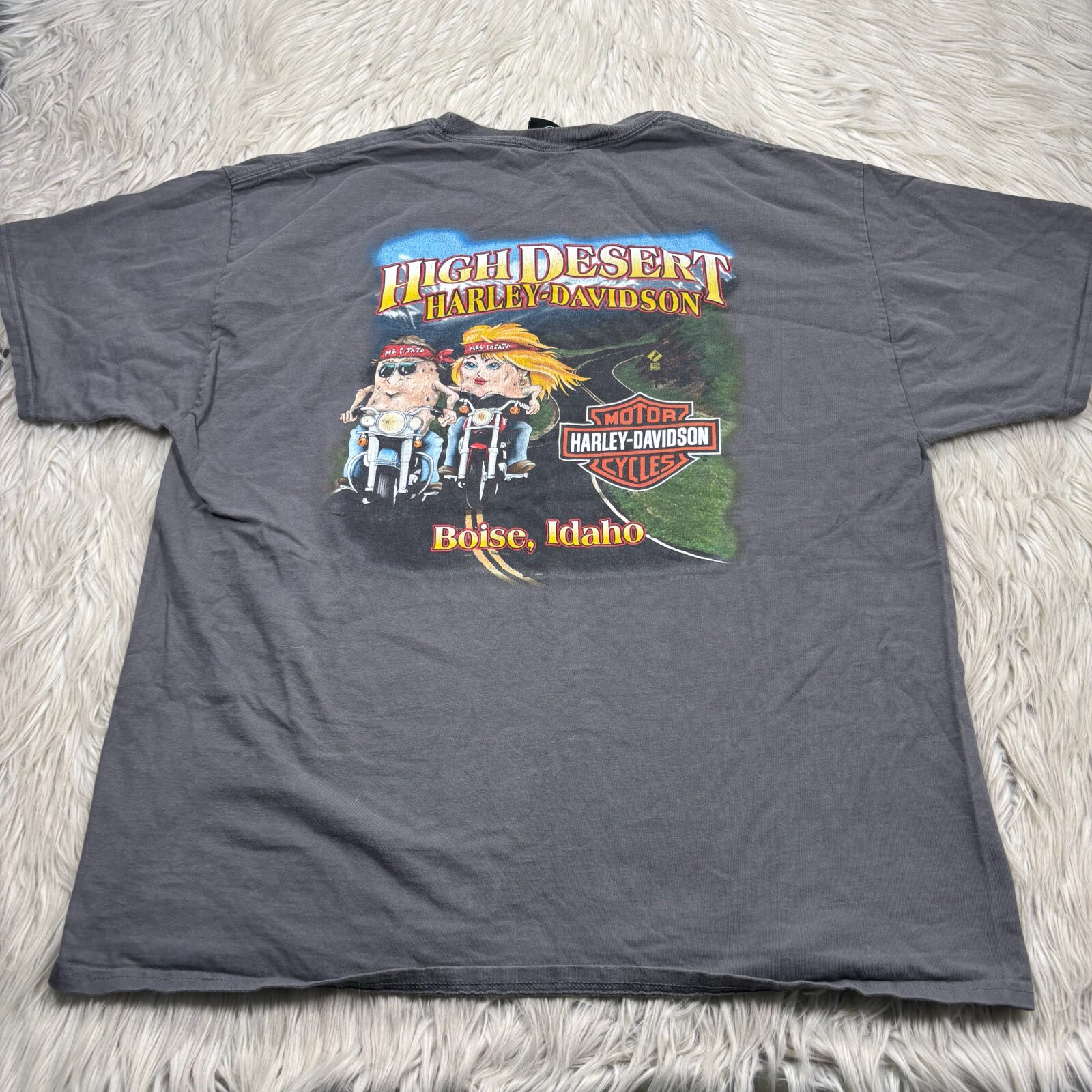 Harley-Davidson Men&rsquo;e XL Gray Potato Graphic Tee Boise Idaho High Desert