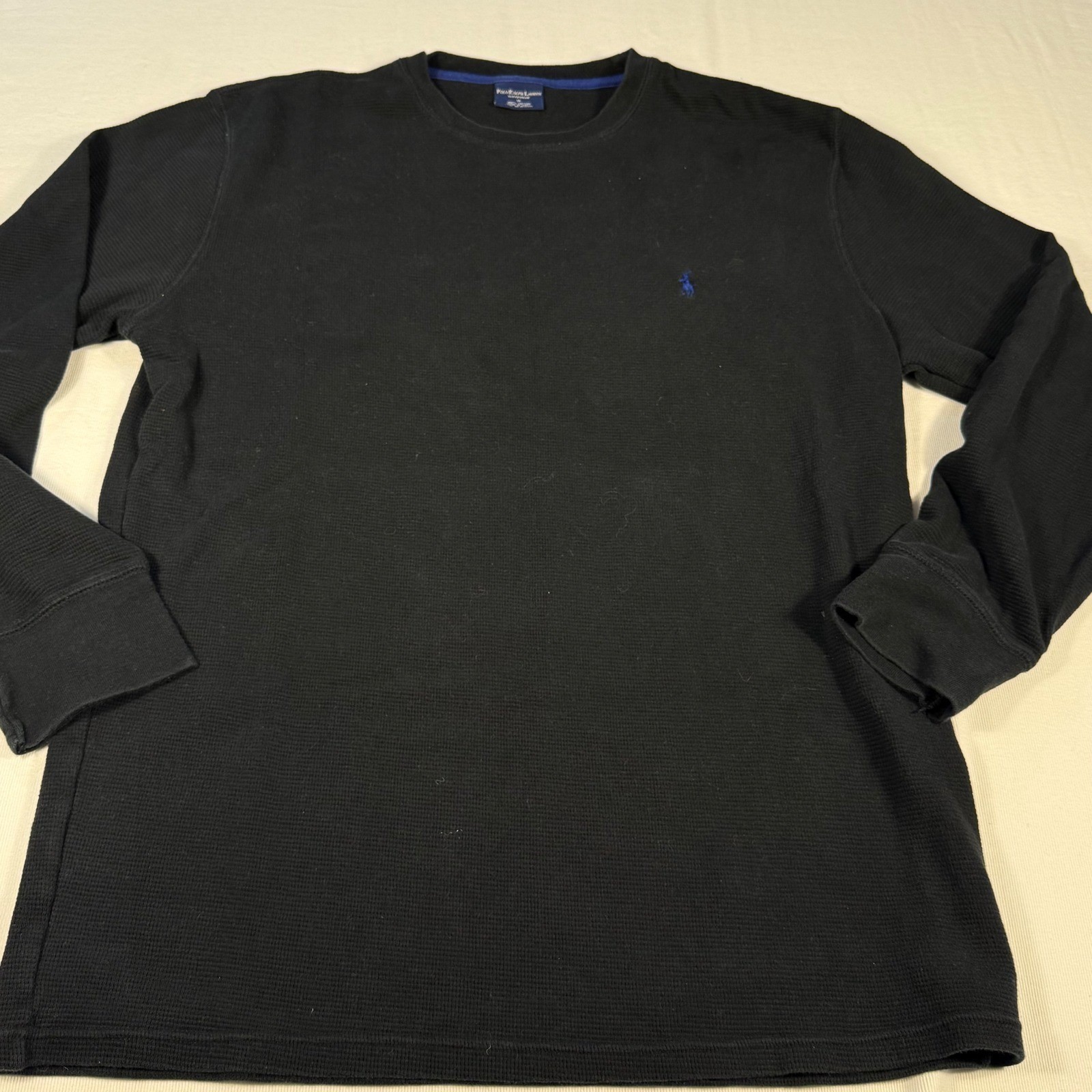 Polo Ralph Lauren Sleepwear XL Black Waffle Knit Long Sleeve Shirt