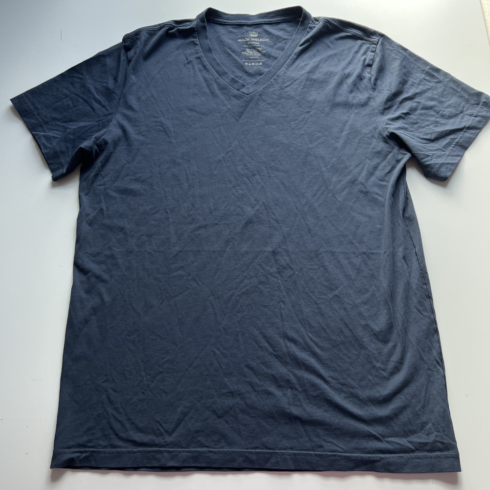 Mack Weldon T Shirt Men&rsquo;s XL Navy Pima Cotton V Neck Tee Casual Basic Stretch