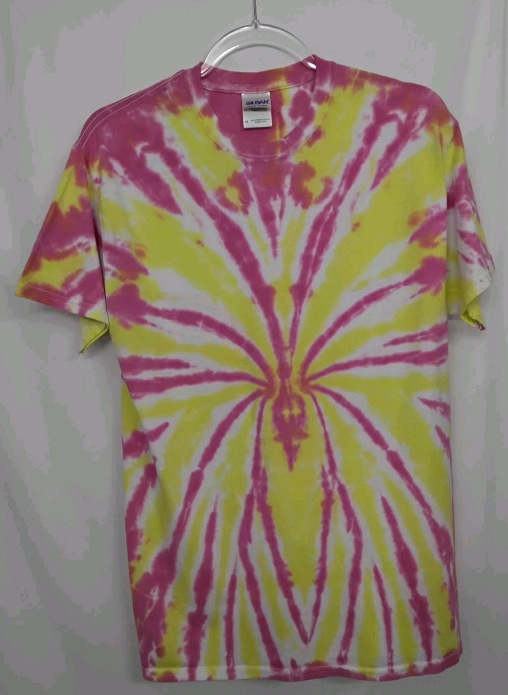New Tie Dye Men&rsquo;s T-Shirt Yellow Pink Adult Medium Multicolor Summer Spider