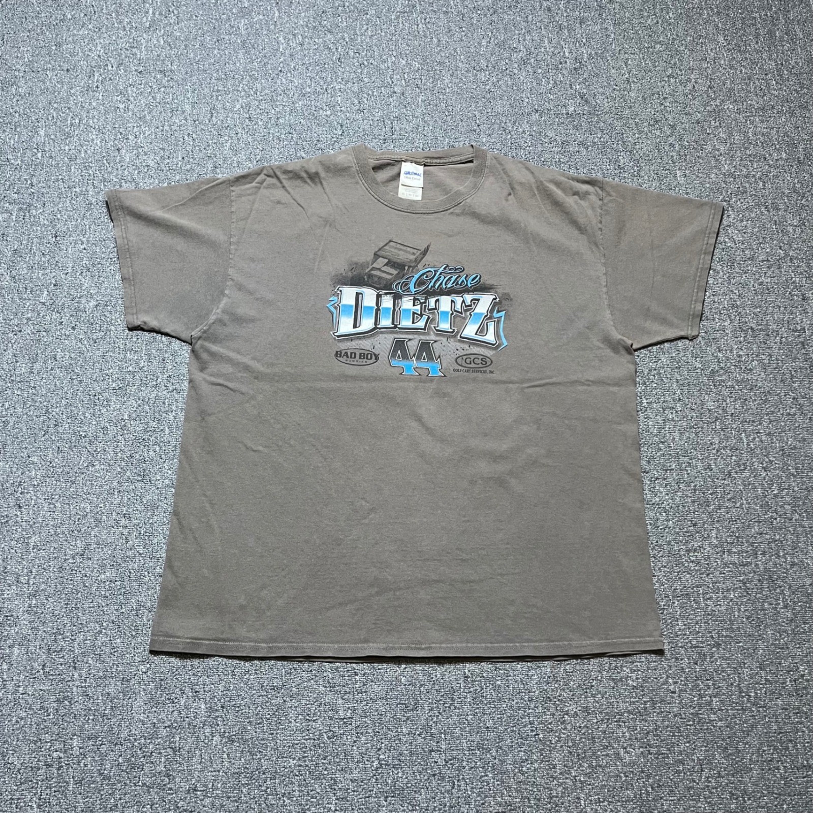Y2K Chase Dietz Racing T Shirt XL Light Brown/Grey Sprint Car Pennsylvania