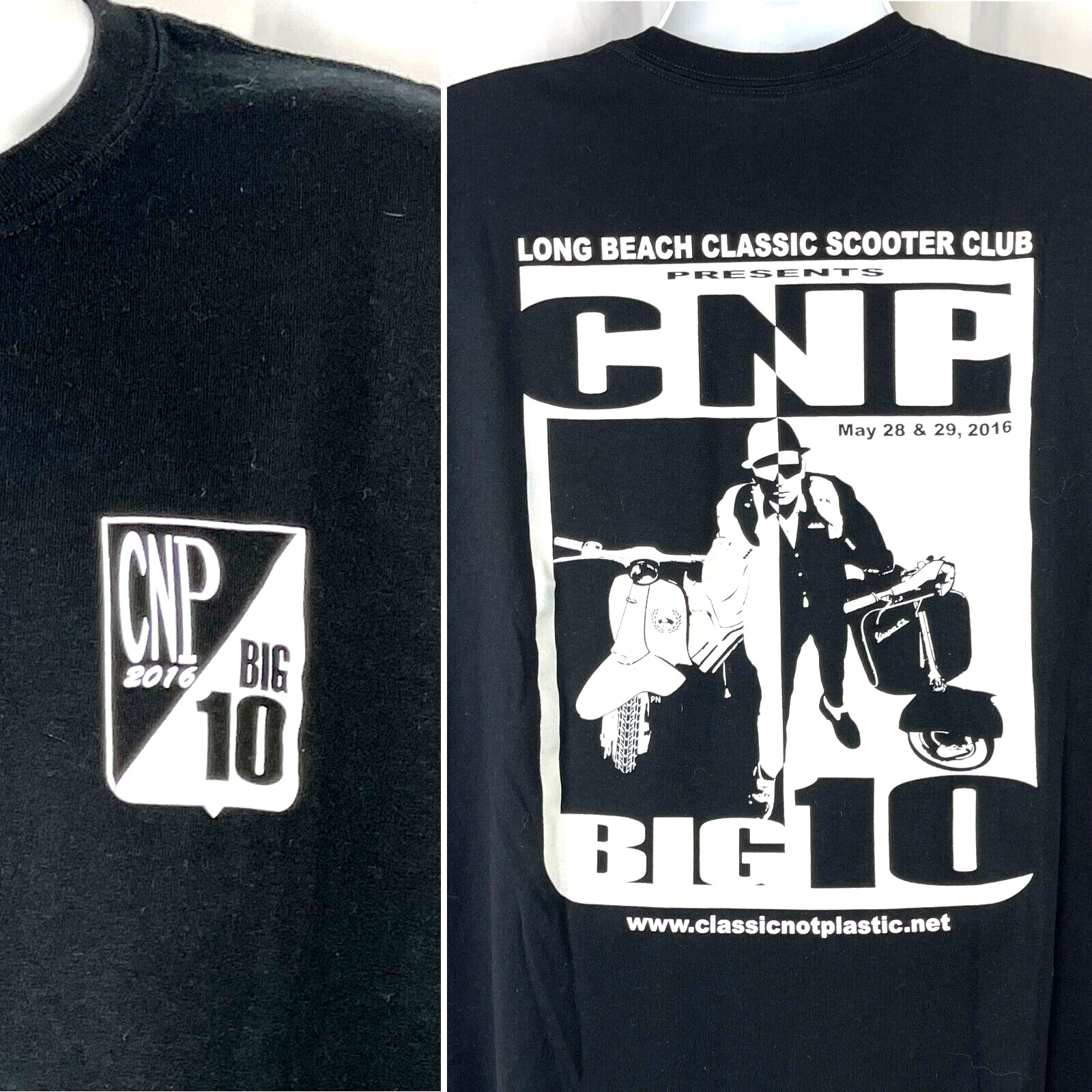 Long Beach Classic Scooter Club CNP 2016 Mens T-Shirt size 2XL 51x29in Big 10