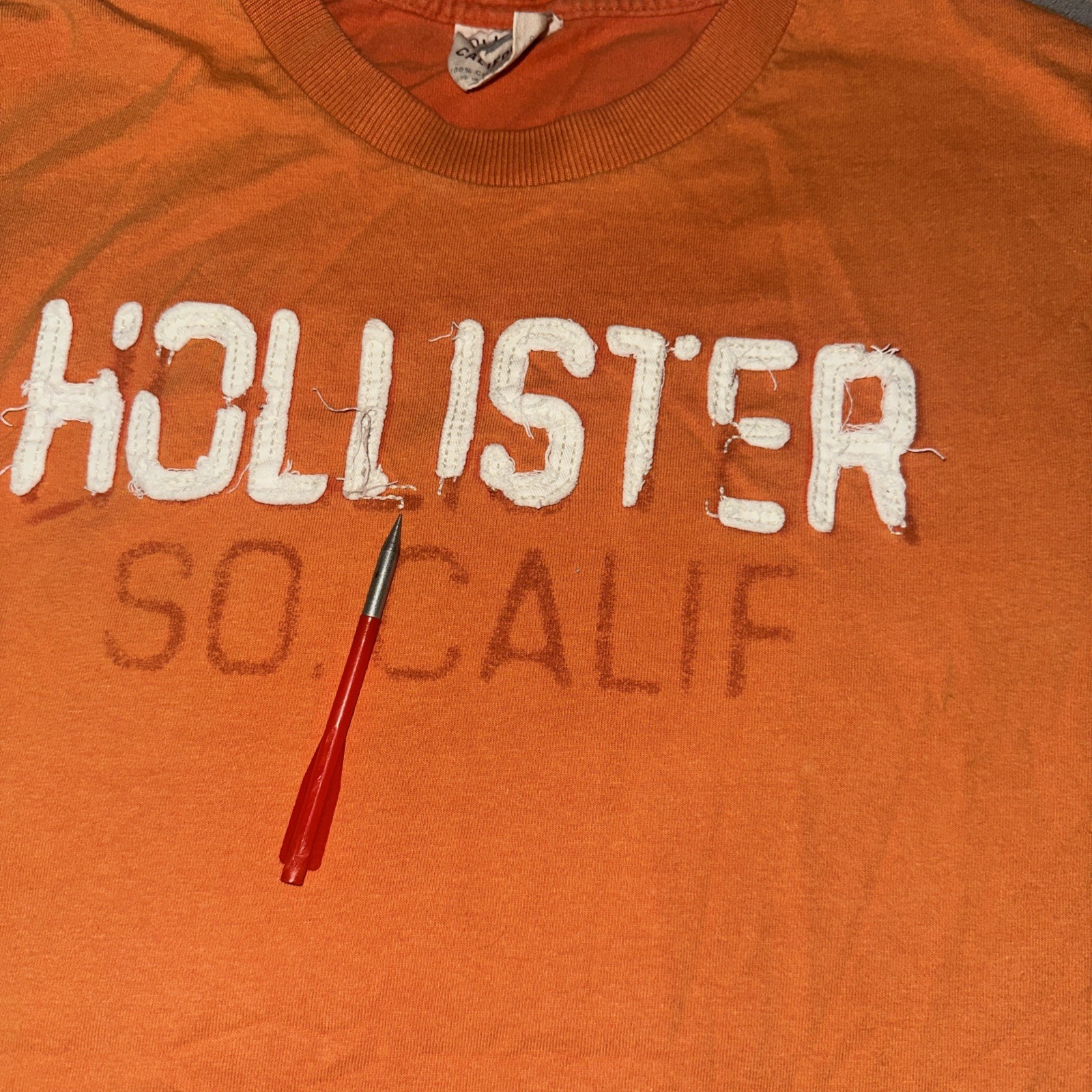 Hollister So California Orange Shirt Size M Surf Classic Spellout Distressed