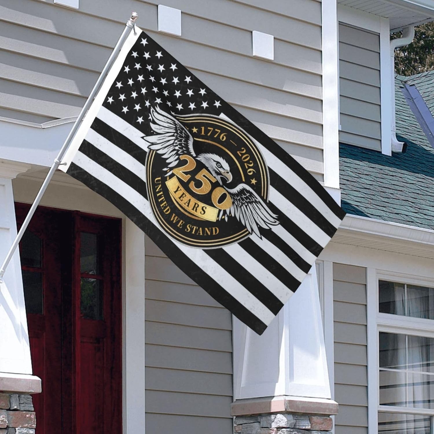 250th Anniversary American Flag 3×5 Ft (1776-2026), Black and White USA Flag wit
