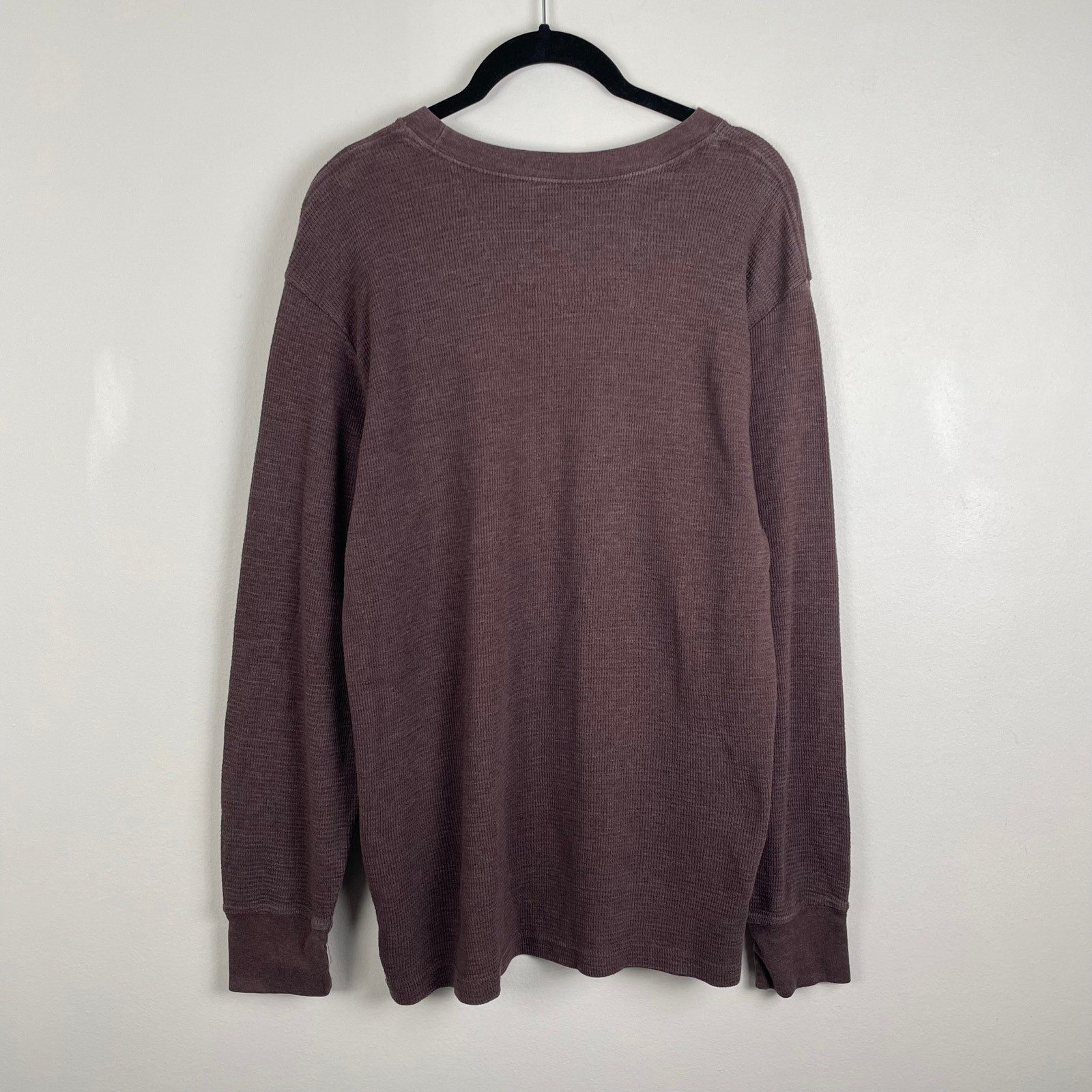 Mossy Oak Thermal Shirt Mens Medium Brown Waffle Knit Long Sleeve Outdoors Tee