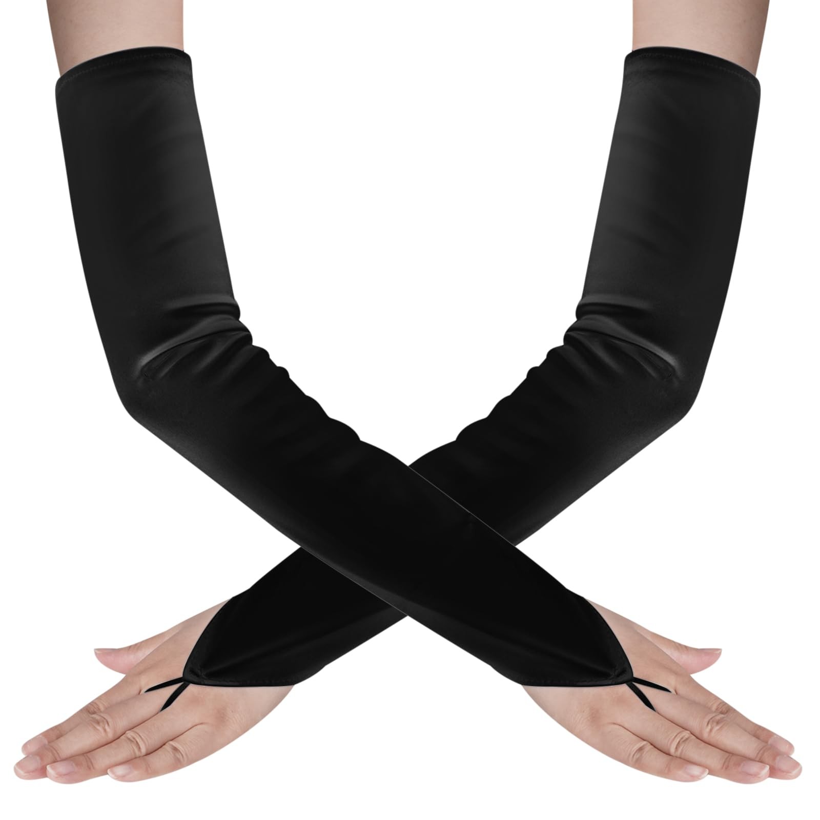 Long Opera Party Fingerless 1920s 20s Satin Tea Party Gloves Costumes Elbow L…