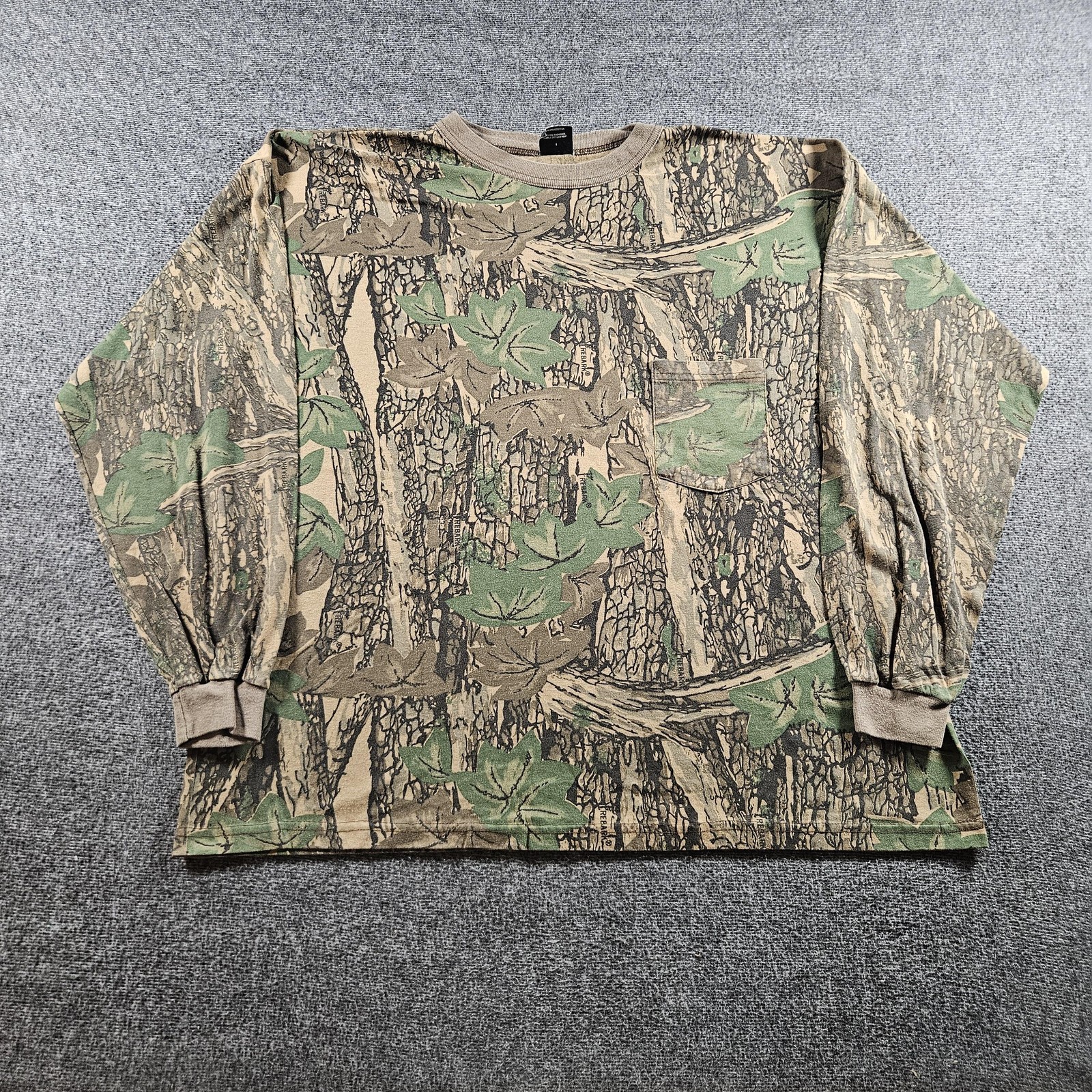 Vintage Ace Sportswear Shirt Mens 2XL Long Sleeve TreBark Camo Hunting USA 90s