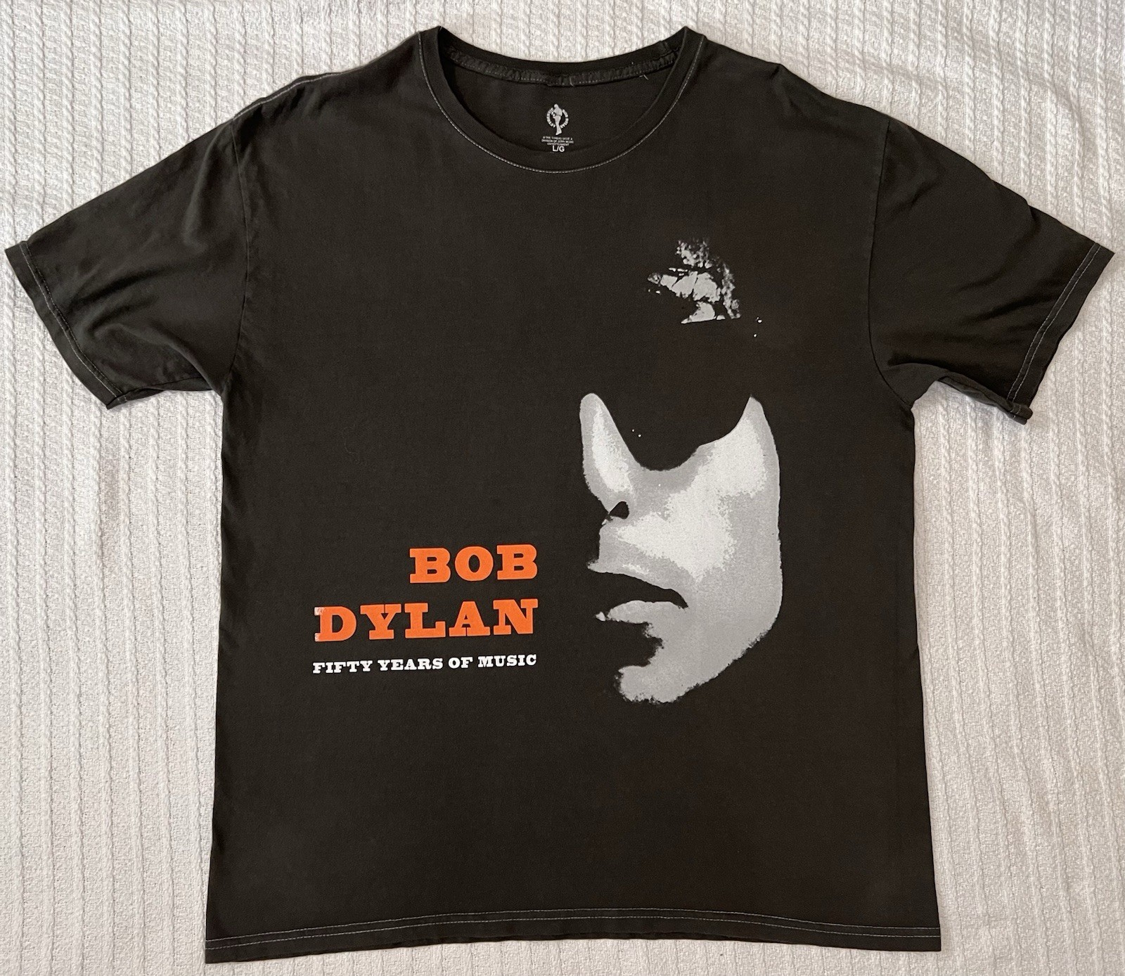 Bob Dylan Fifty Years Of Music T Shirt Mens L/XL 23” X 29” Cotton Graphic Tee
