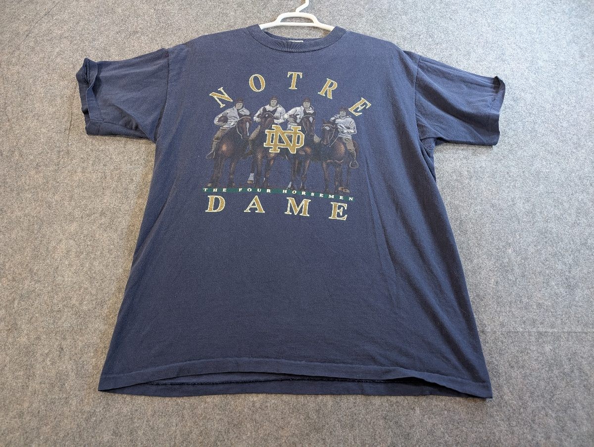 Notre Dame Four Horsemen Graphic T-Shirt Men XL Navy Galt Sand Vintage