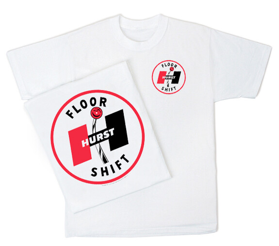 Hurst Shifter Classic Logo Vintage Style White T-Shirt 100 Cotton HS47