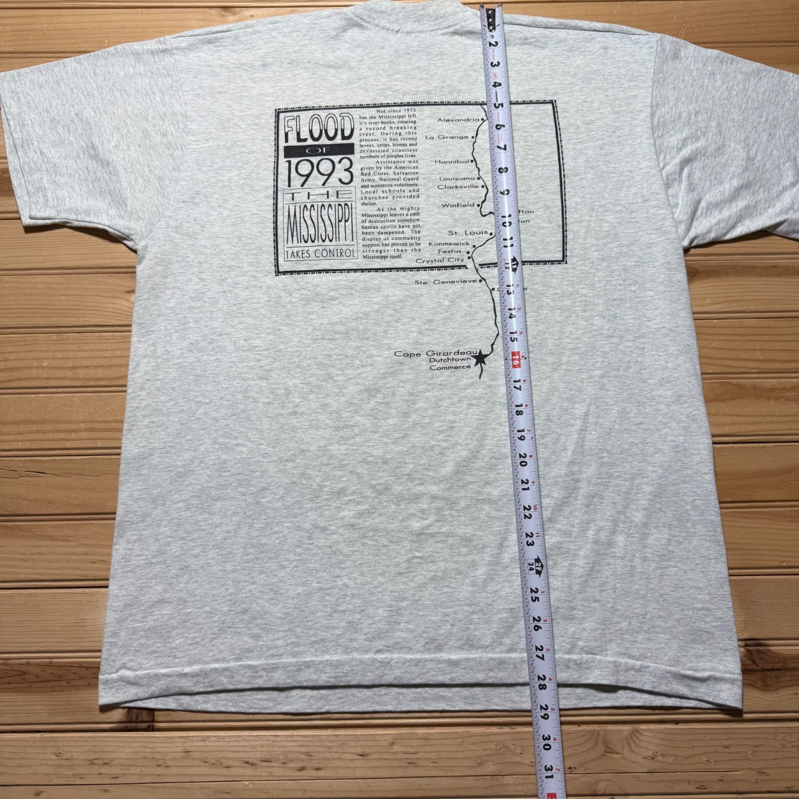 Vintage 1993 Mighty Mississippi Flood Finals Race Map T-Shirt USA Made – Size XL