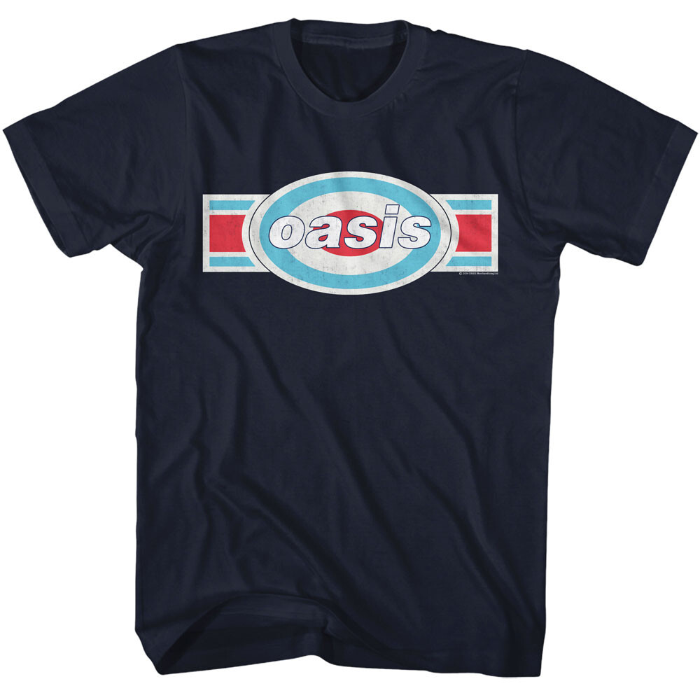 Oasis Red White & Blue Tri Color Band Logo Men&rsquo;s T Shirt Rock Music Merch