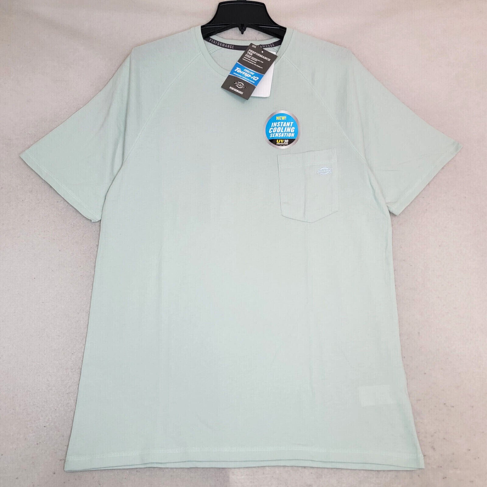 DICKIES Shirt Mens LARGE L GREEN WORK WEAR Light Fast Dry POCKET TEE UV 30 NWT B