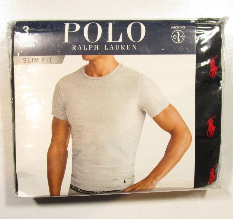 Polo Ralph Lauren Men&rsquo;s Black Slim Fit Crew-Neck Moisture Wicking T-Shirt 3 Pack