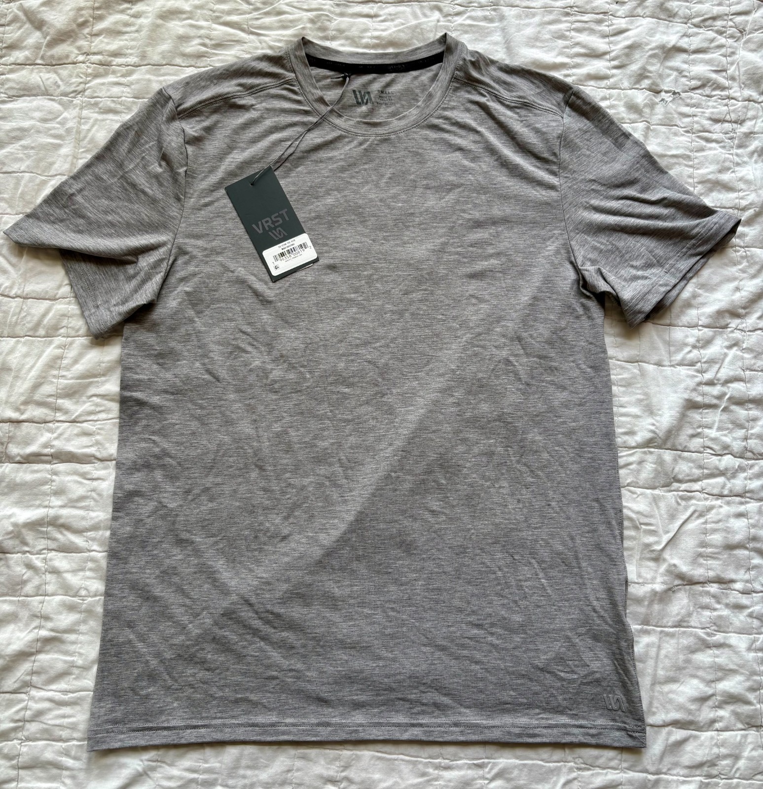 VRST Men&rsquo;s Small Core Tee HEATHER GRAY, Moisture Wicking, Anti-Odor NEW w/ Tags