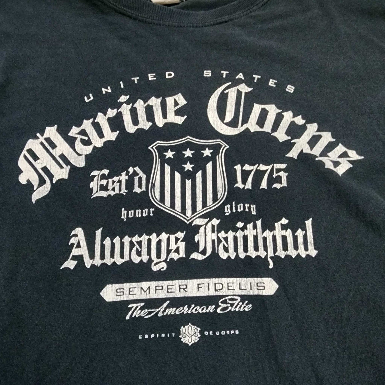 Gildan US Marine Corps Long Sleeve Shirt Mens XL Black Semper Fidelis USMC Tee