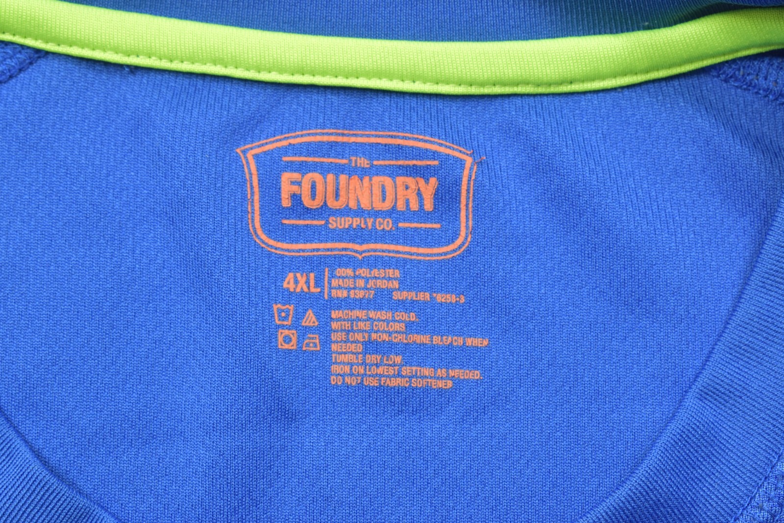 The Foundry Supply Co Men&rsquo;s Size 4XL Blue Performance Tee Short Sleeve Raglan