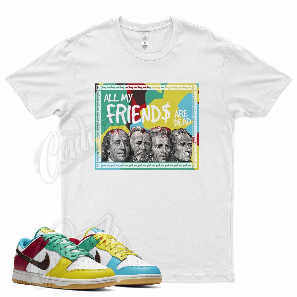 White FRIENDS T Shirt for N Dunk Low Free 99 SB Multi