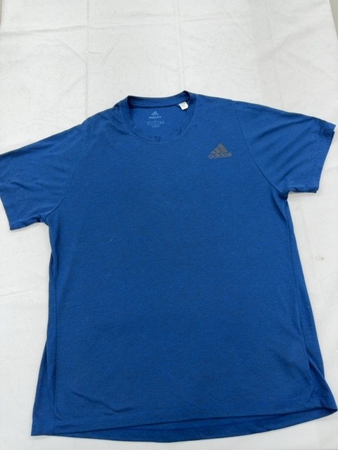 Adidas T-Shirt Mens L Blue Climalite Freelift Short Sleeve Crew Neck