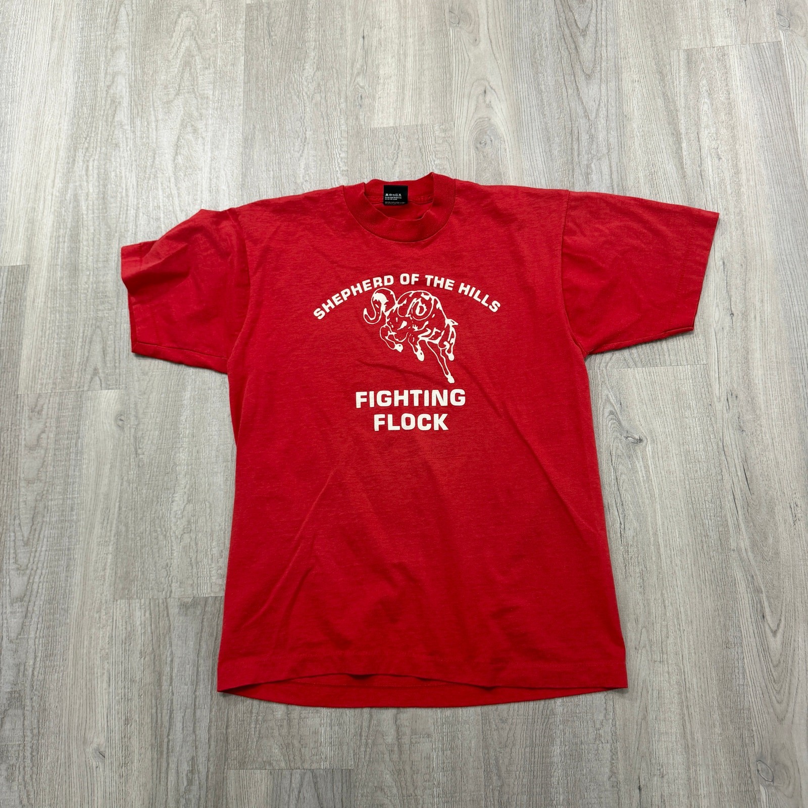 Vintage Shepherd of The Hills Fighting Flock Shirt Large Red Single Stitch 90s