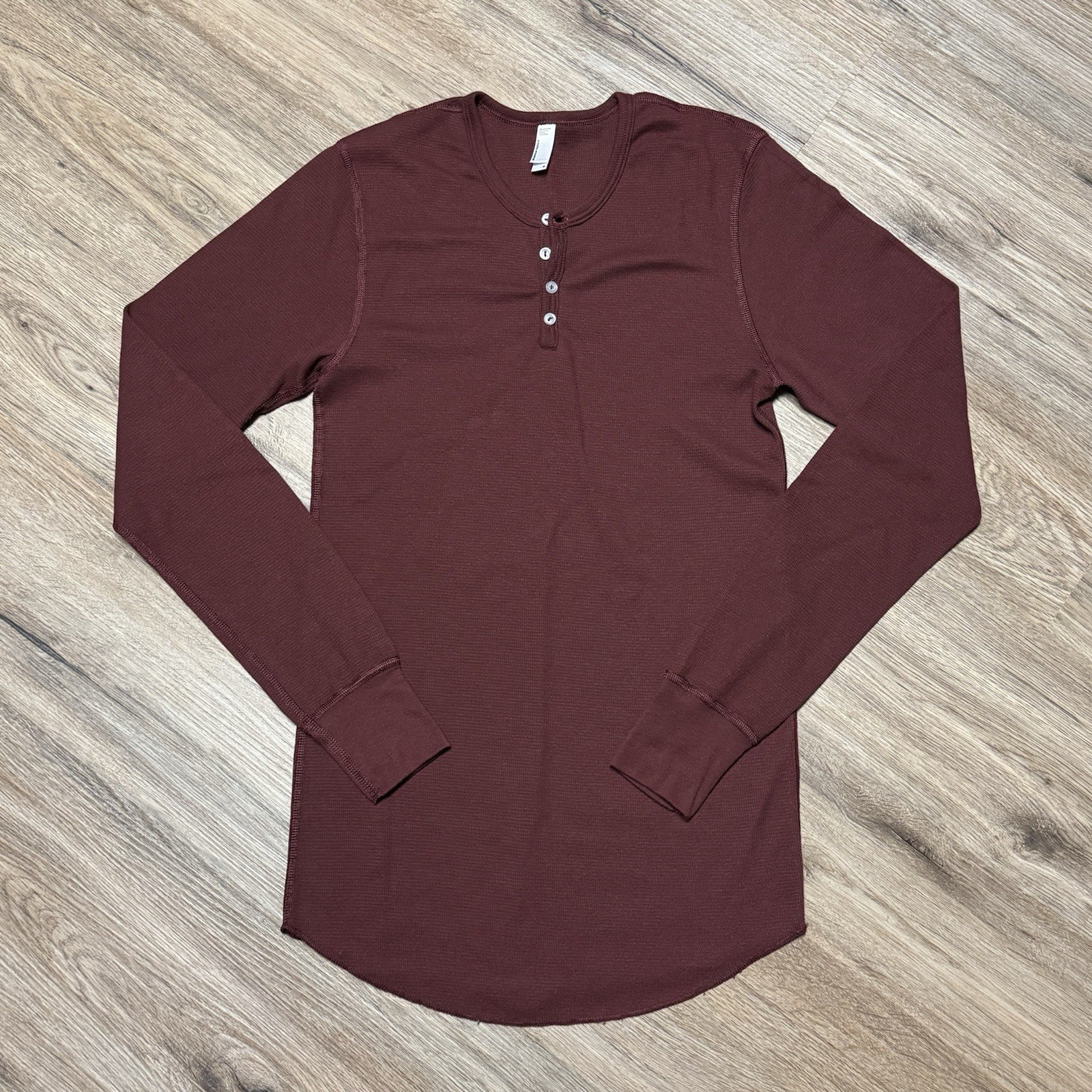 Vtg Y2K American Apparel Maroon Burgundy Thermal Henley Dexter Kill Shirt M