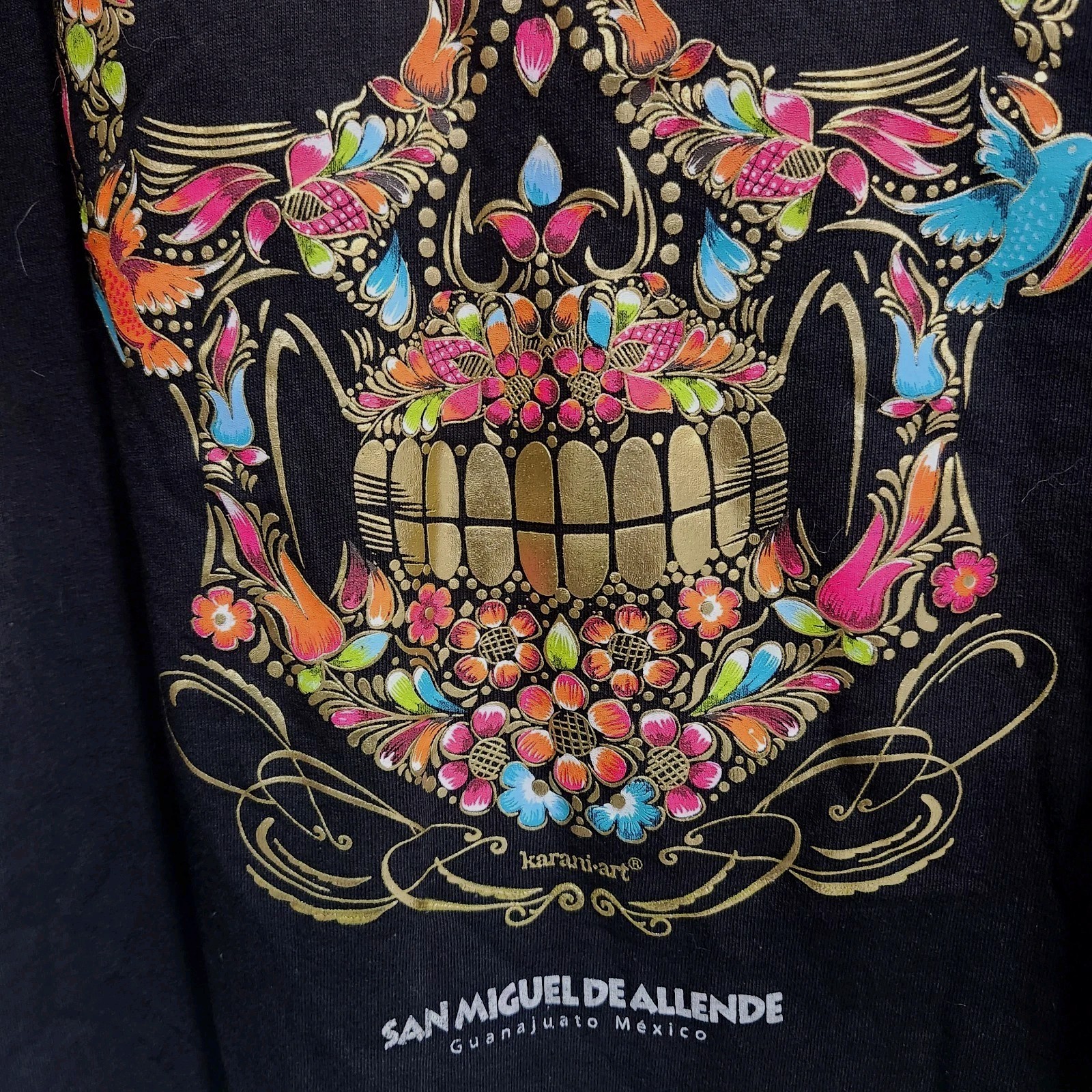 Day of the Dead Skull T-Shirt Small Karani-Art San Miguel Mexico Halloween Dia