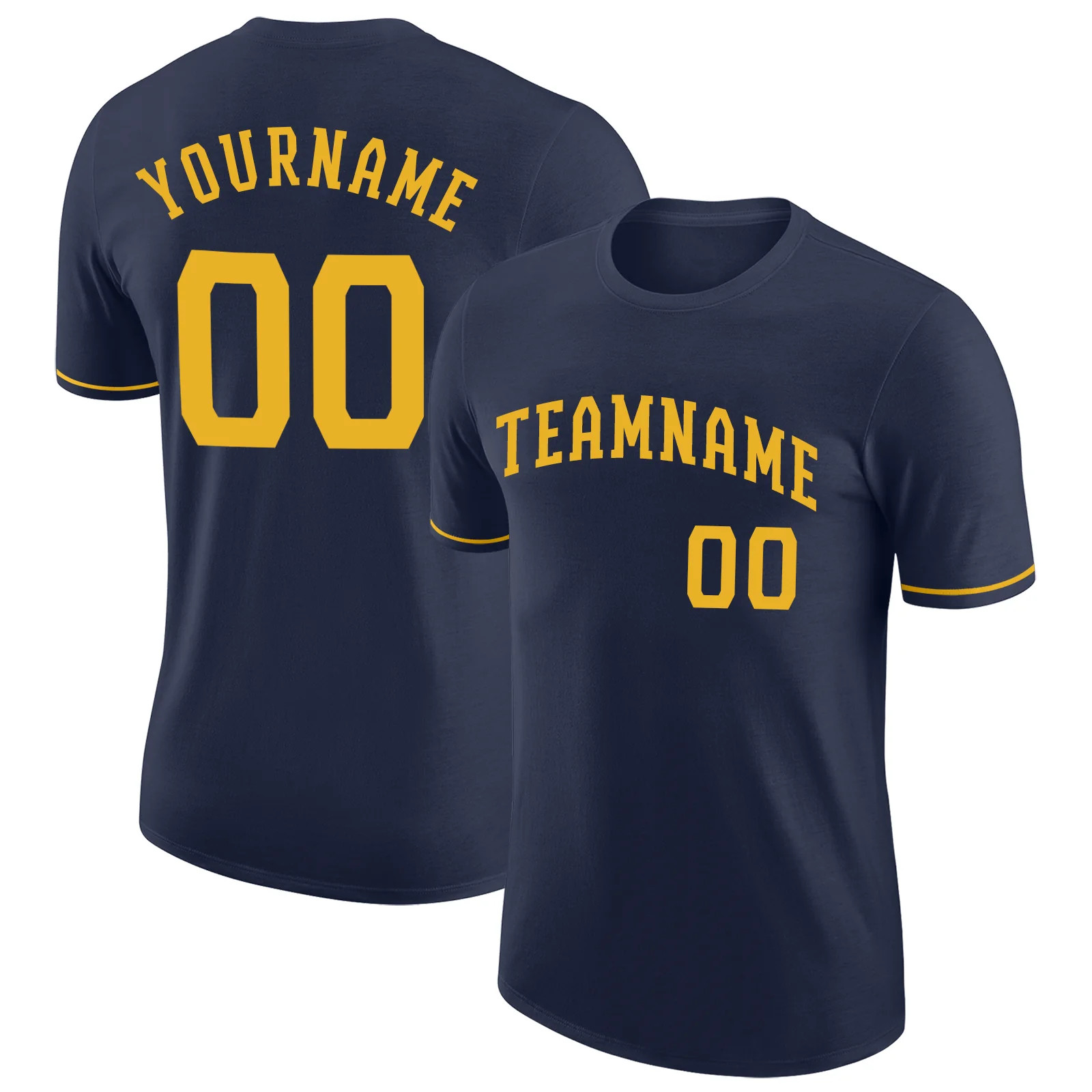 Custom Navy Gold Performance T-Shirt Mens Sport Baseball Team Graphic Gift