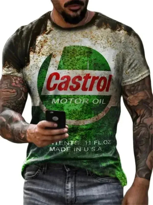 2025 Men&rsquo;s T-shirts 3d Retro Printed Short Sleeve Tops Vintage Oil T Shirt