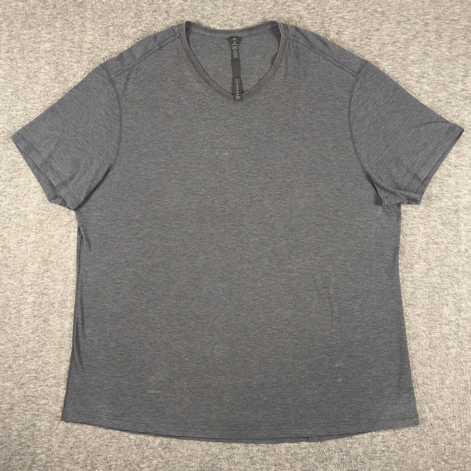 Lululemon Z3 Shirt Mens 2XL Gray Pima Cotton Stretch V Neck Tee T-Shirt Soft