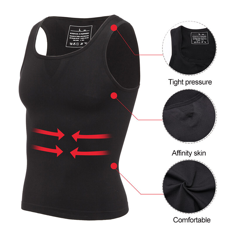 Men Gynecomastia Compression Shirts Slimming Undershirt Tank Top Abs Body Shaper