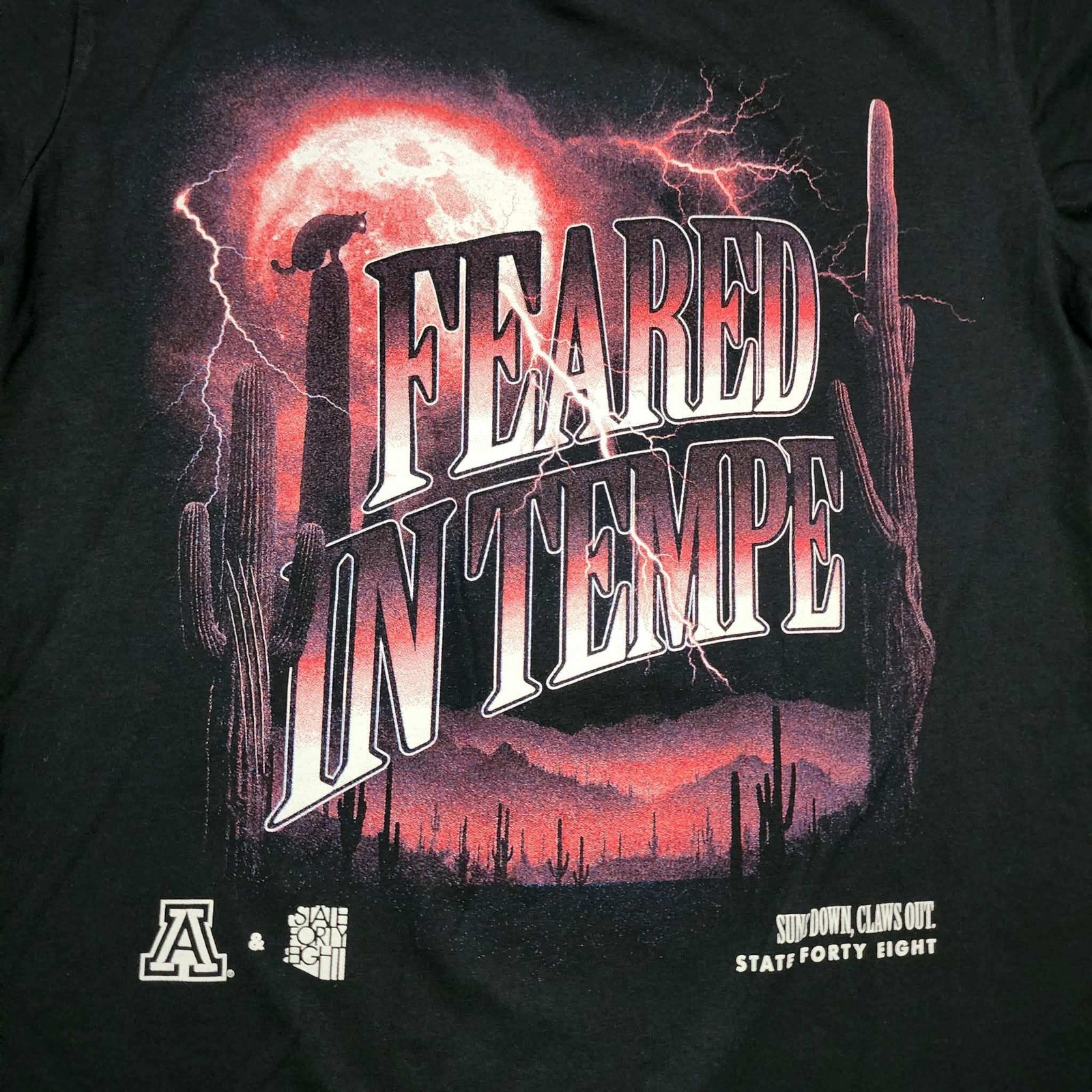Arizona Wildcats State Forty Eight Feared In Tempe T-Shirt Mens Small Black NWT