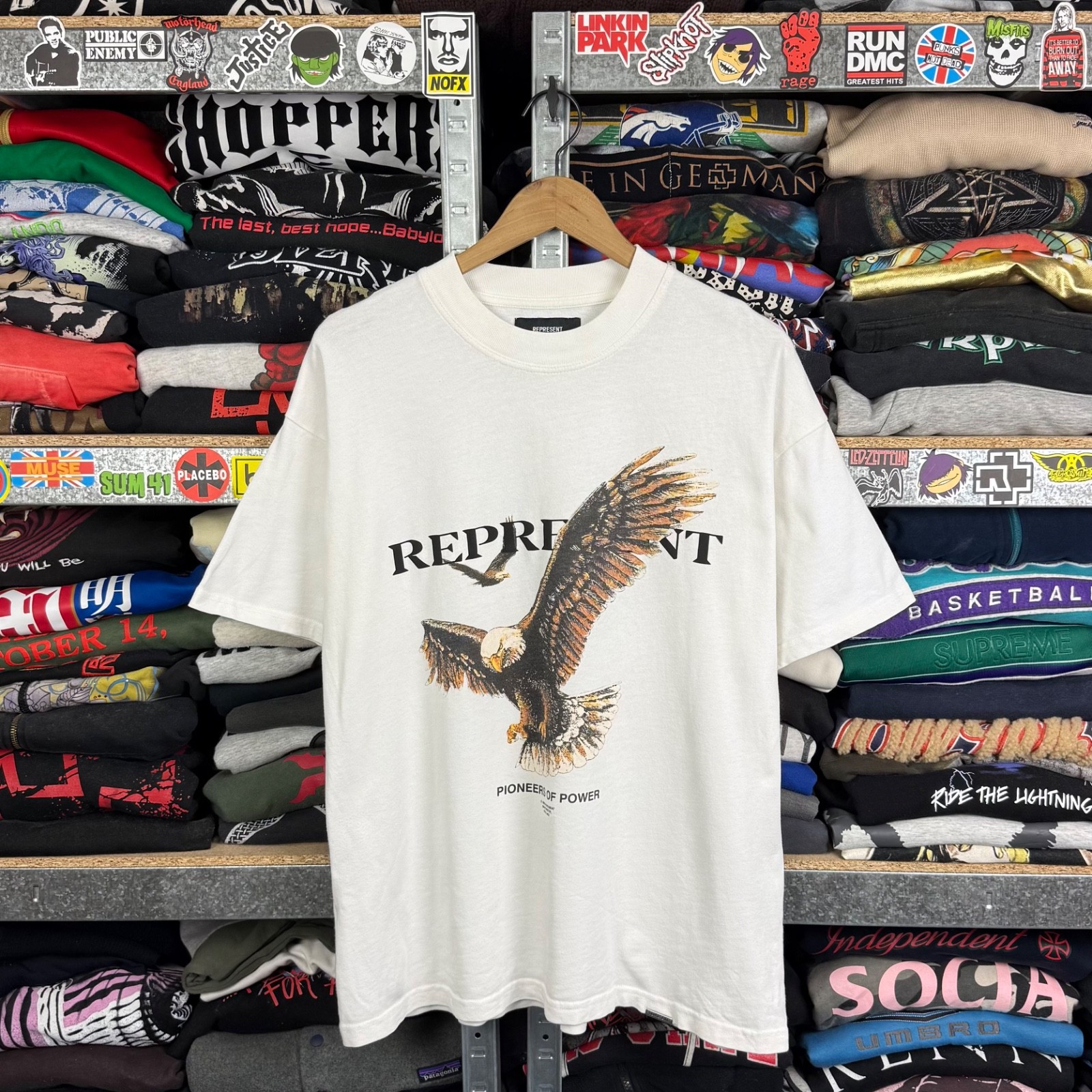 REPRESENT PIONEERS OF POWER EAGLE GRAPHIC T-SHIRT OVERSIZED MENS CREWNECK SIZE S