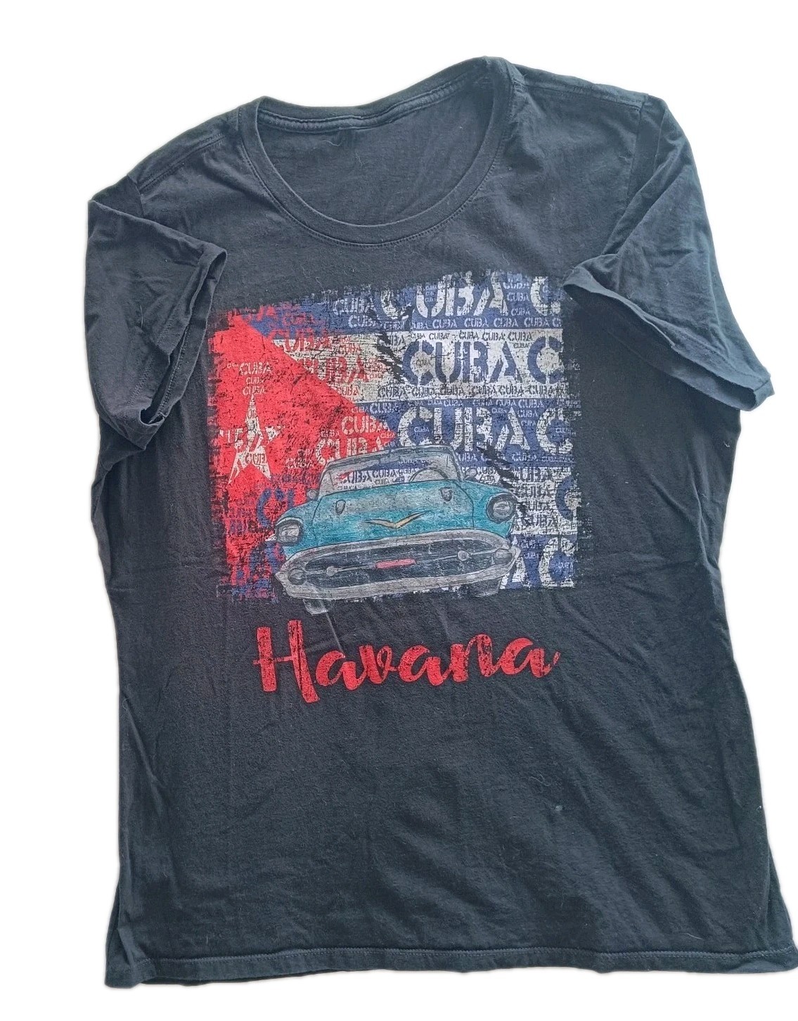Havana Cuba T Shirt Mens M Black Vintage Car Retro Theme Holiday Caribbean