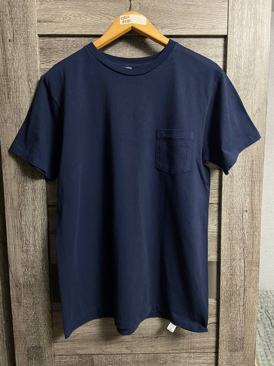 Velva Sheen Blue Pocket T-Shirt Men&rsquo;s L Heavyweight Seamless Made in USA Vintage