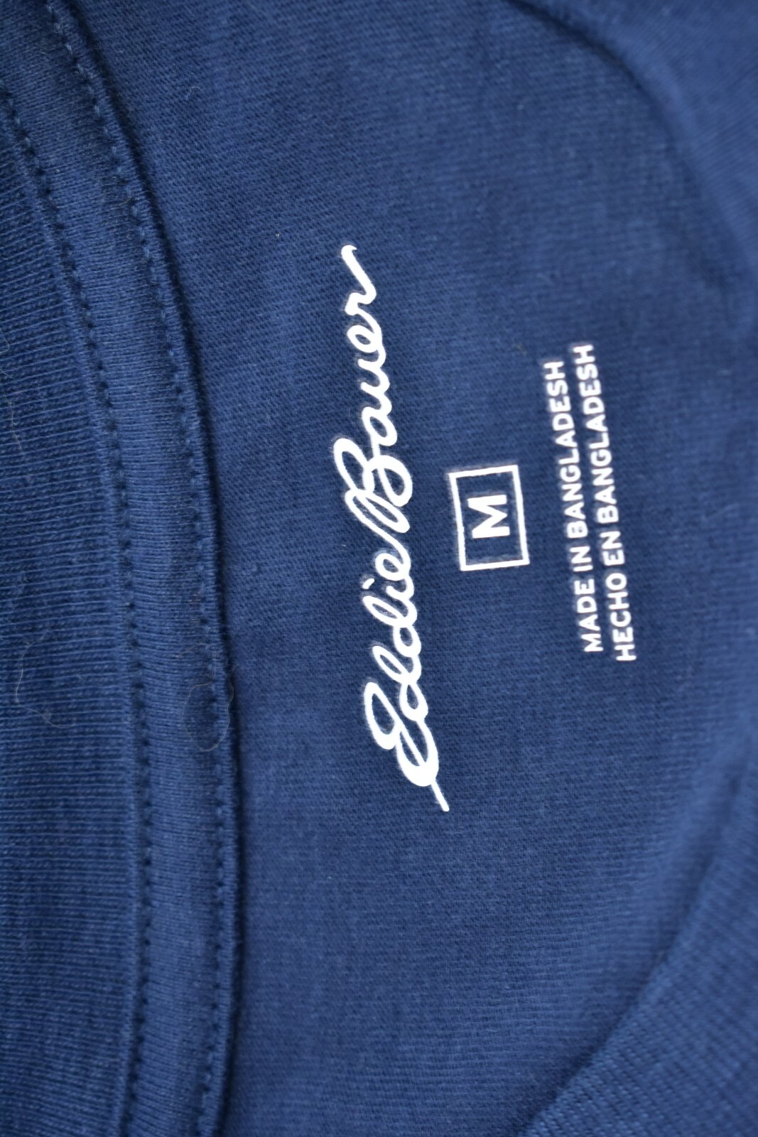 Eddie Bauer Mens Indigo Blue Long Sleeve Crew Neck Cotton Blend Tee Shirt M