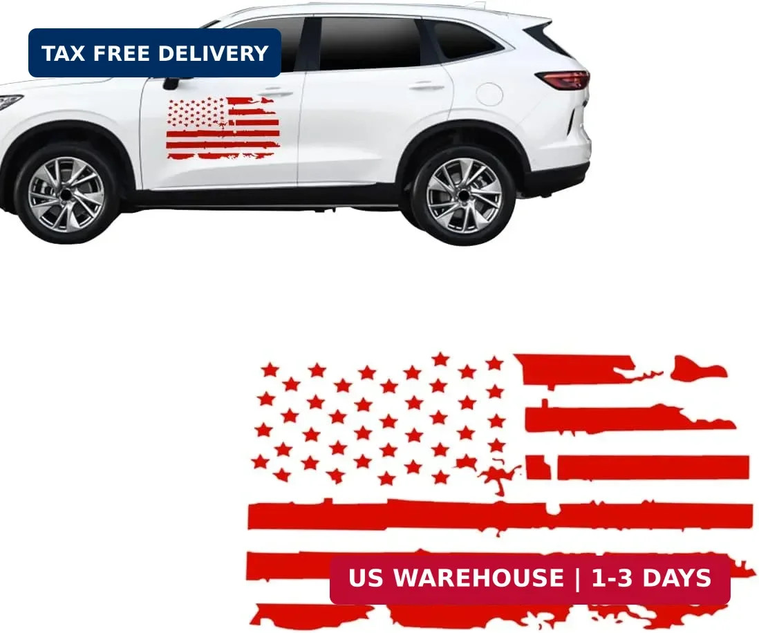 23.6 »x11.8 » Distressed American Flag Sticker for Car Door, Graphic USA US Flag