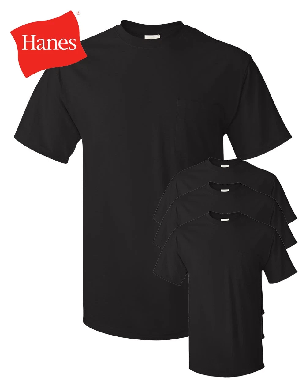 New Hanes Men&rsquo;s 5590 ComfortSoft 100% Cotton Pocket T-Shirt (Pack of 4)