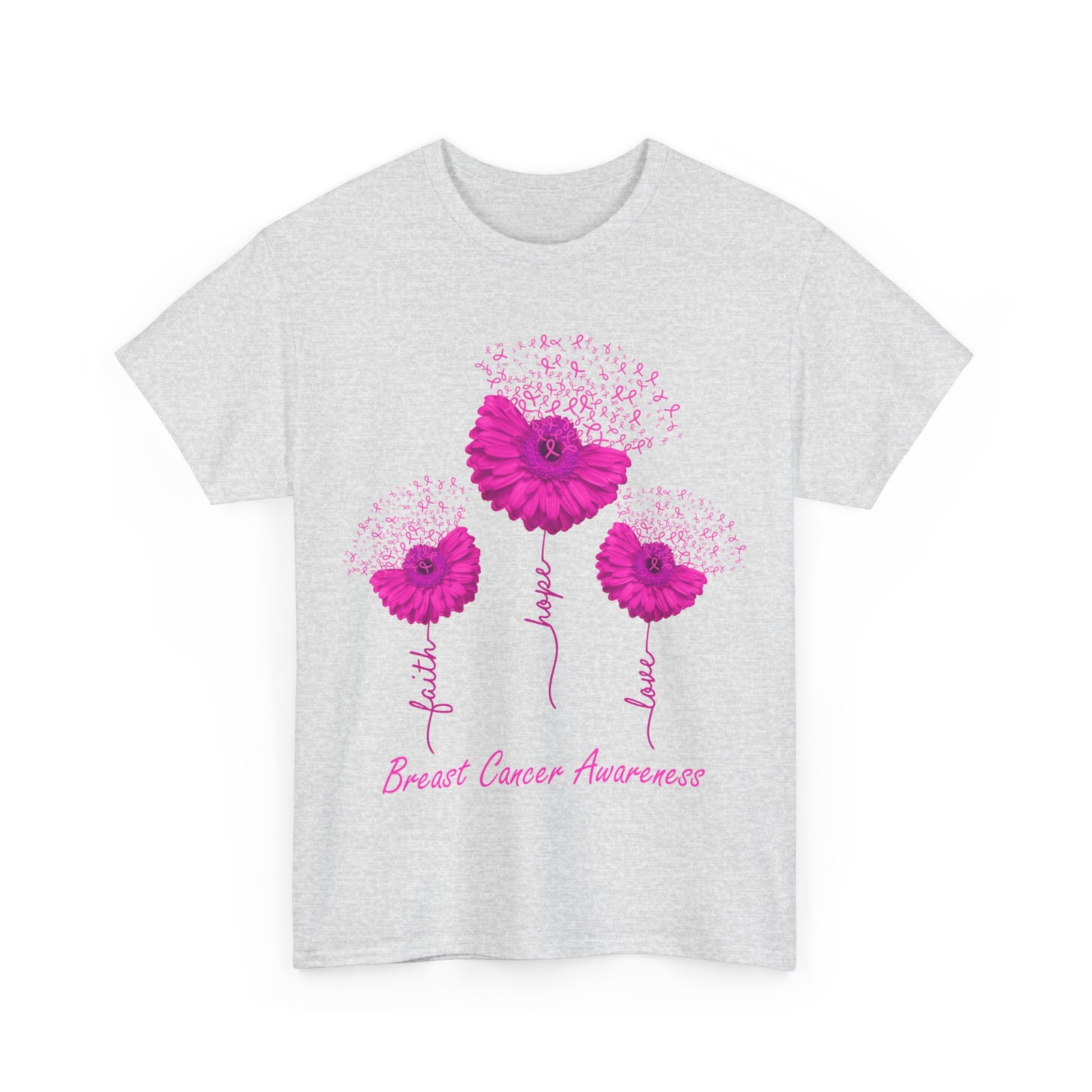 Faith Hope Love Sunflower Pink Ribbon Breast Cancer Awareness T-shirt