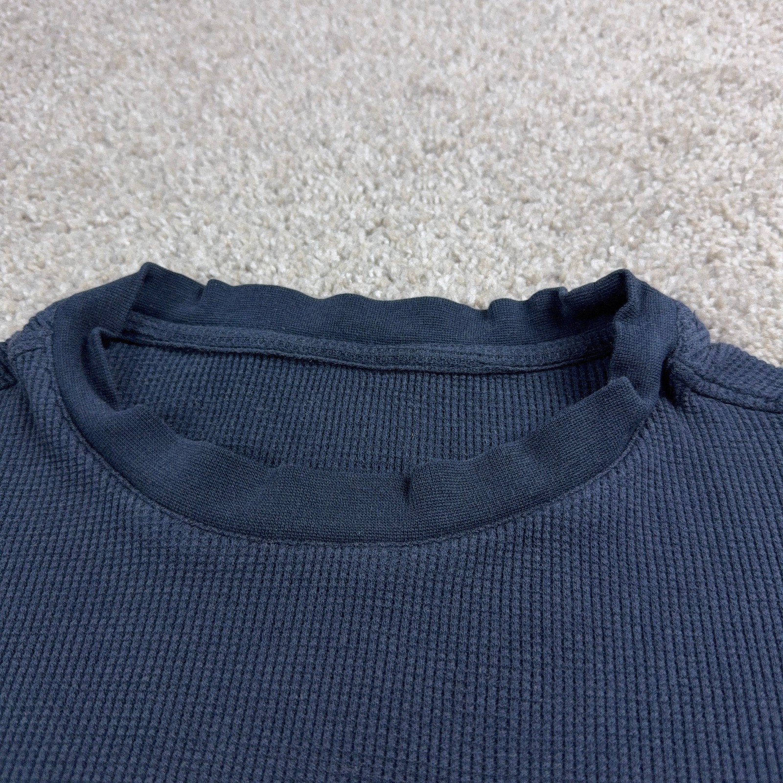 Vuori Shirt Mens Large Blue Waffle Knit Thermal Lightweight Stretch Hiking