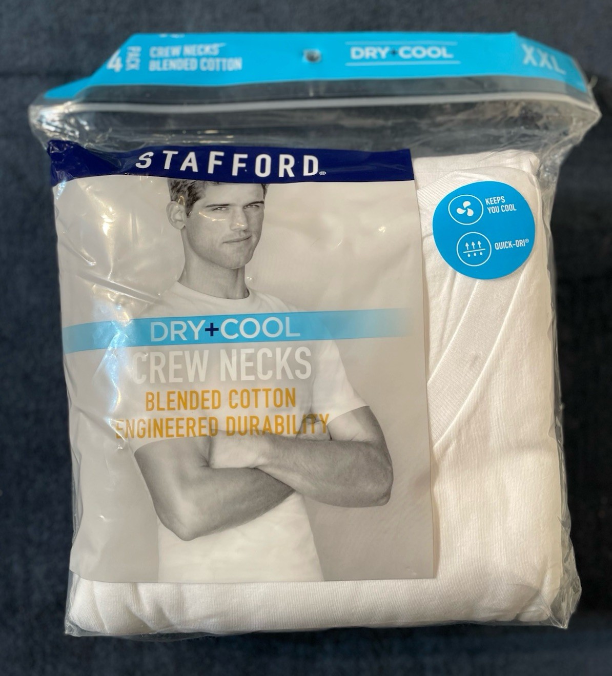 Stafford 4-Pack Men&rsquo;s 100% Cotton Super Soft Crew-Neck T-Shirts White XXL 50-52