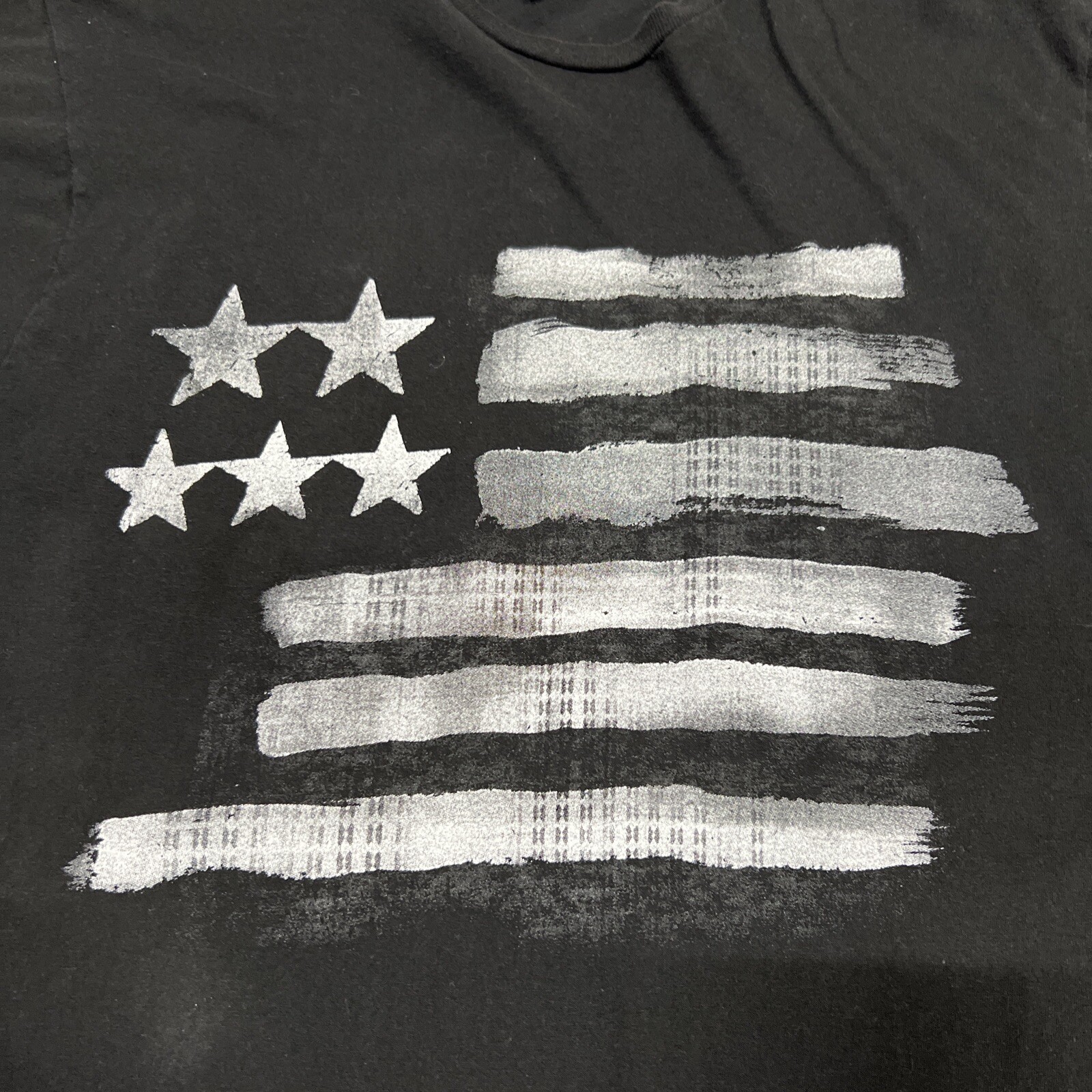 Patriotic Flag Men&rsquo;s Large Pullover T-Shirt Short Sleeve Graphic Tee Black