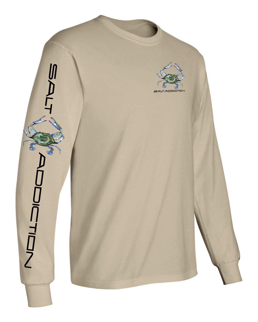 Salt Addiction Saltwater Blue Crab Fishing Long Sleeve T Shirt Cotton
