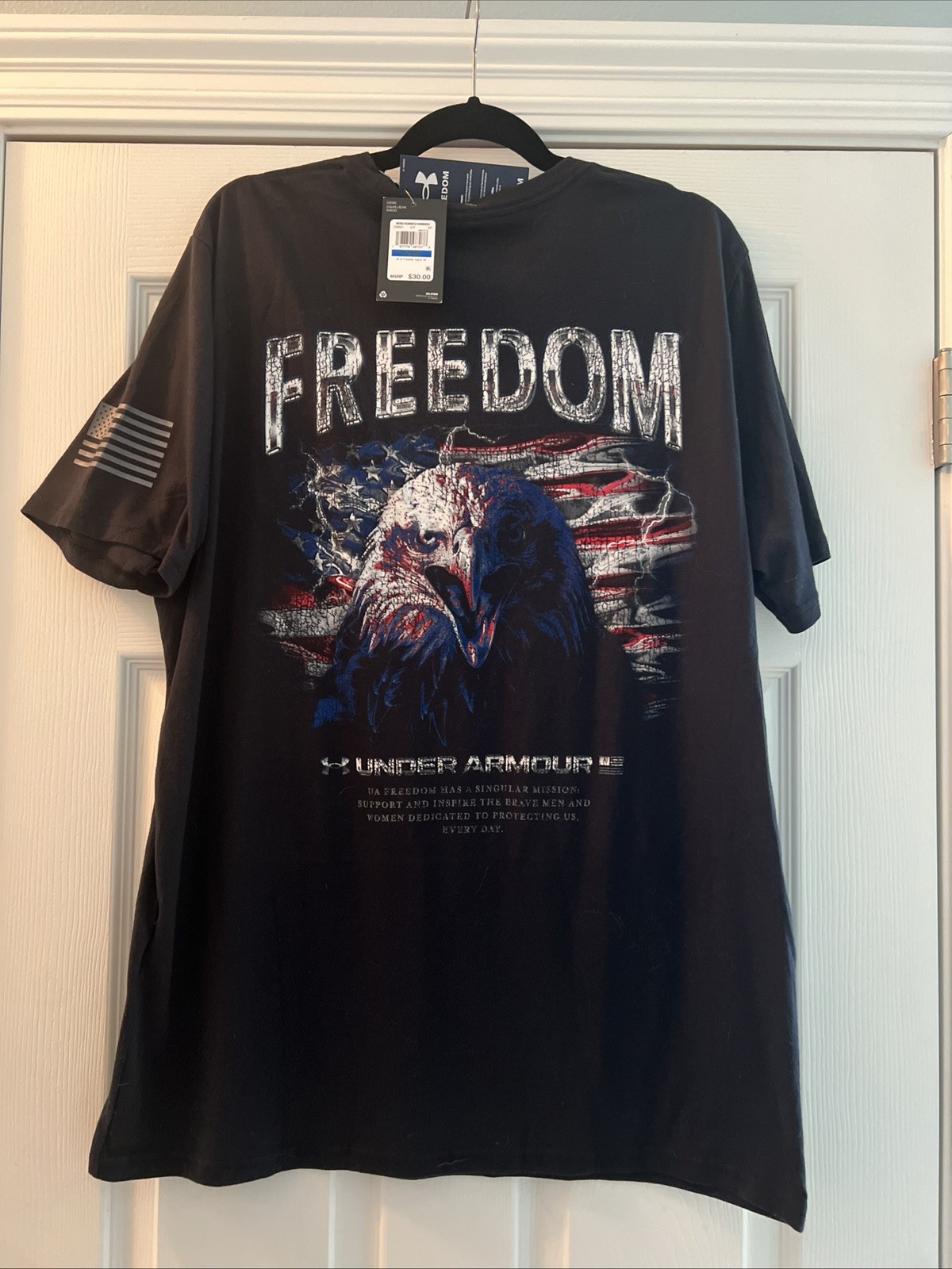 NWT Under Armour Freedom American Flag Bald Eagle TShirt Men&rsquo;s XL Patriotic 250