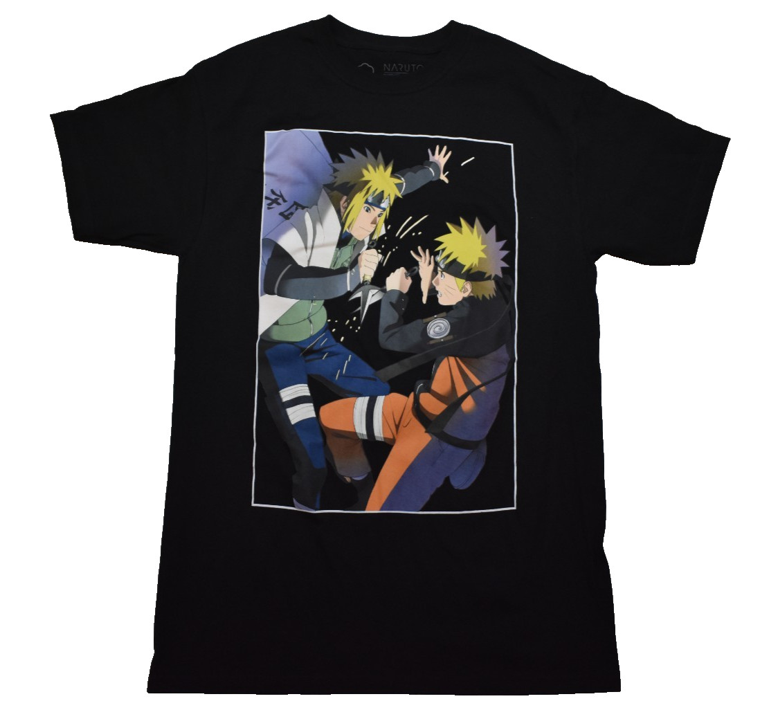 Naruto Shippuden Mens Naruto Battle Graphic Anime Black Shirt New Medium