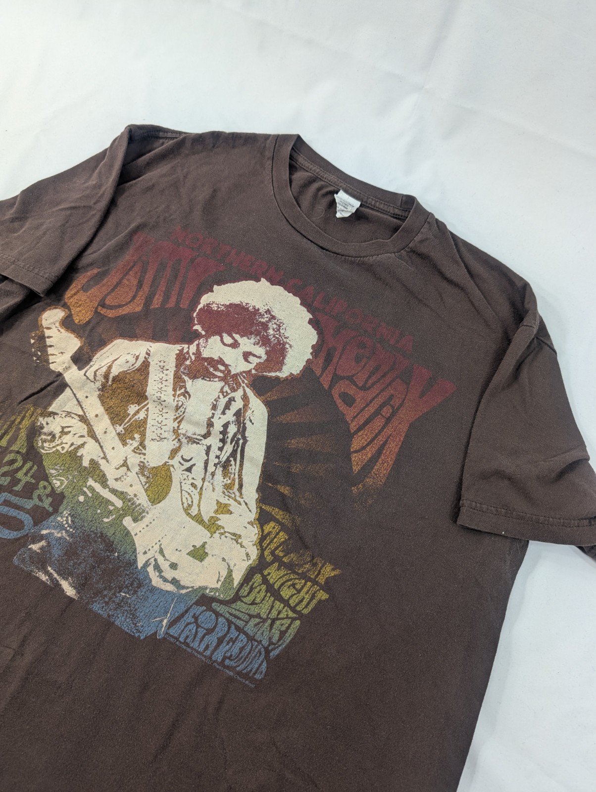 2007 Jimi Hendrix Santa Clara Fair Chuck Boyd Brown Jimi Hendrix Shirt Men&rsquo;s Lar
