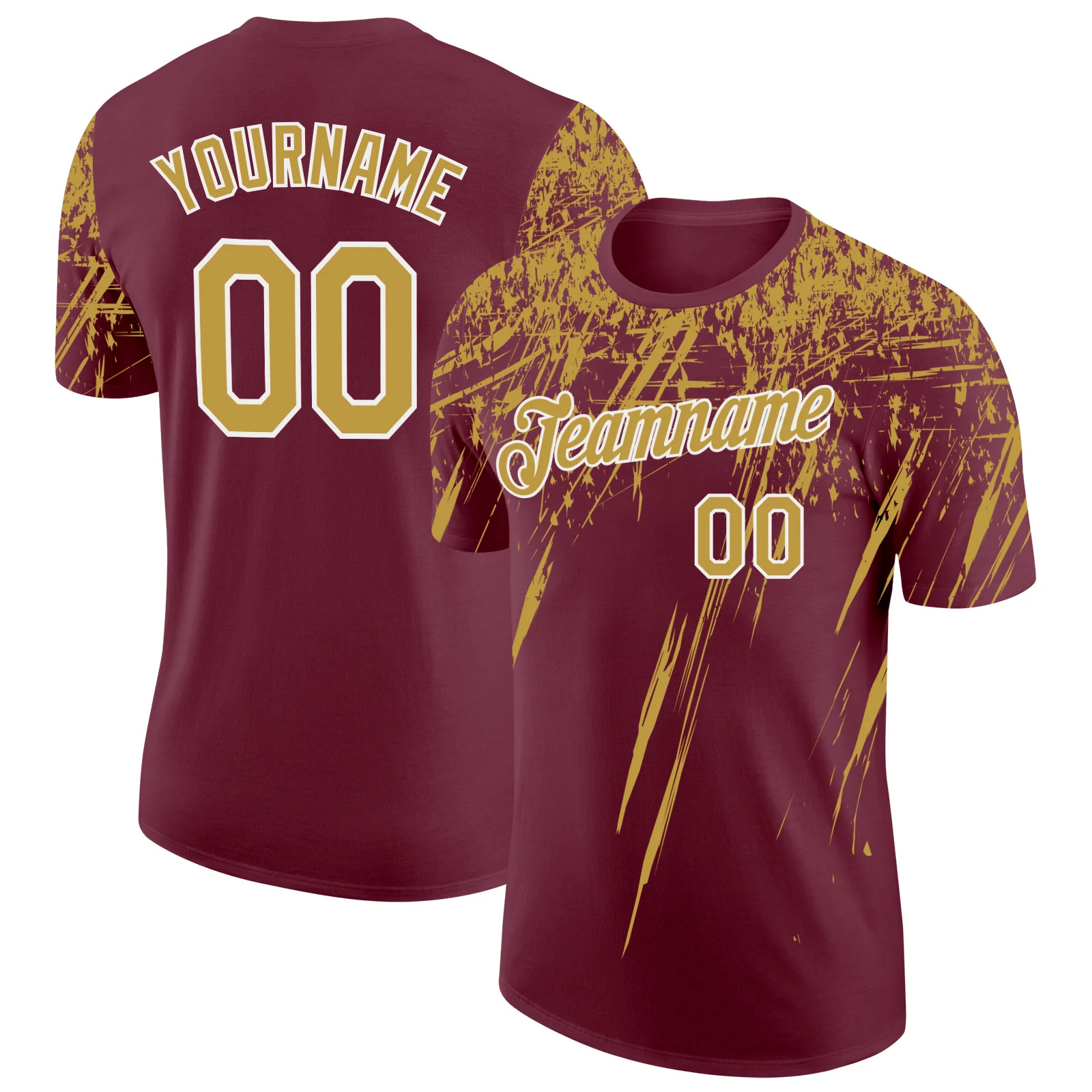 Custom Burgundy Gold Brush Stroke Shirt Abstract Art Lover Gift For Dad