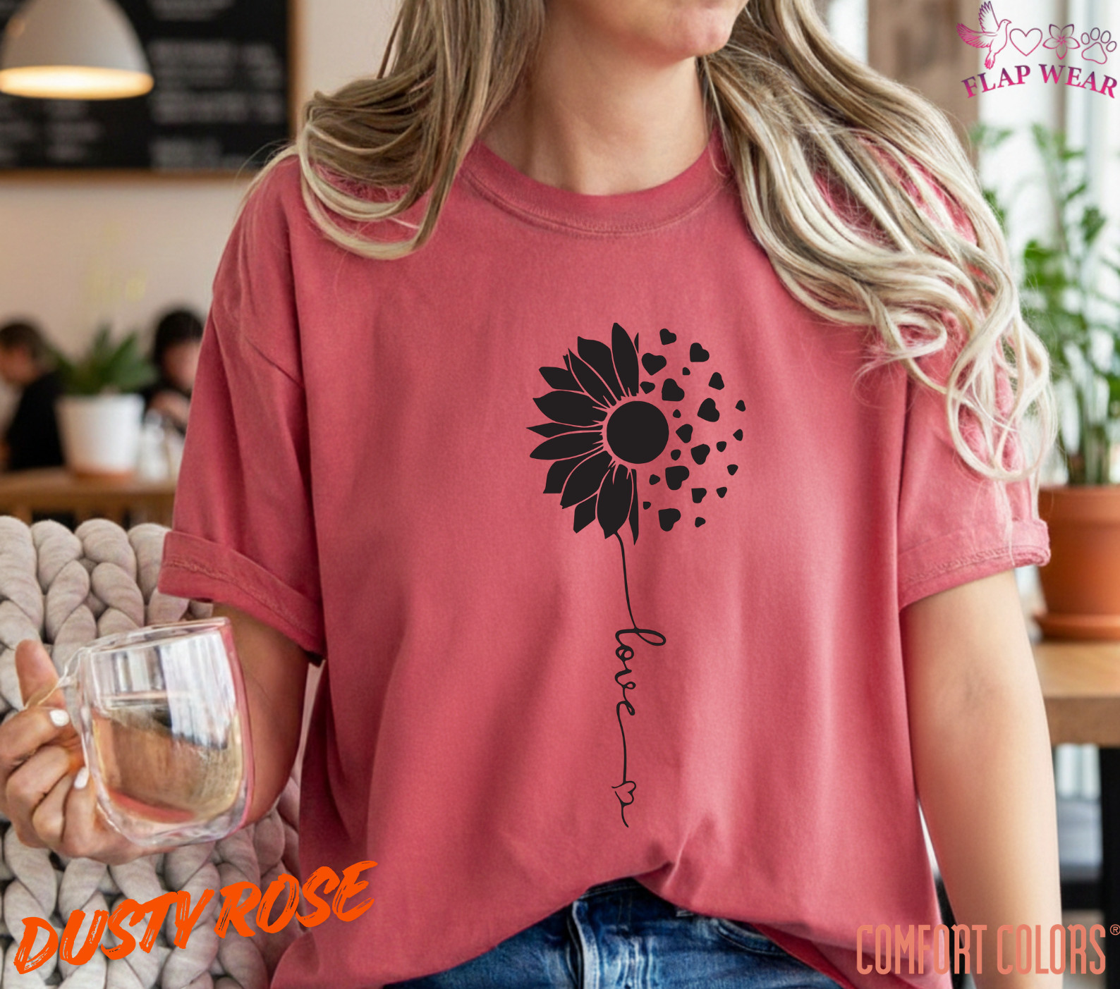 Unisex Sunflower Heart Love T shirt Men T shirt Women valanity day Romantic