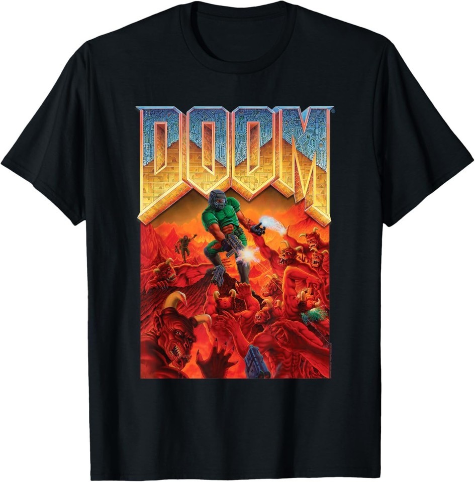 Doom 1993 Full Color Cover Art Retro Video Game T-Shirt
